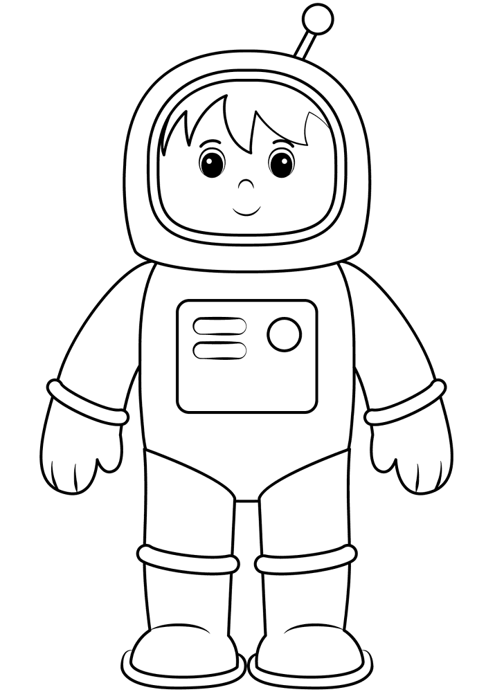 Desenho de Astronautas para colorir e imprimir: número 1