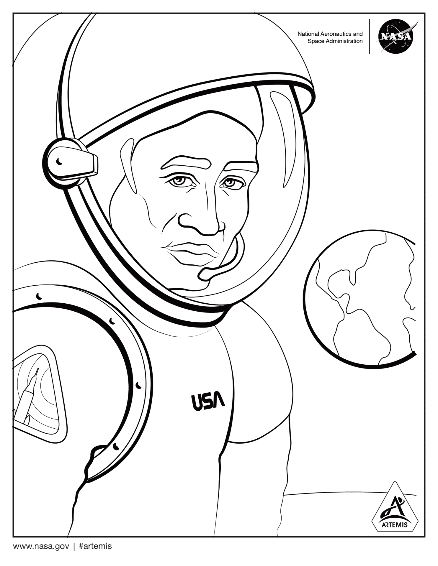 Desenho de Astronautas para colorir e imprimir: número 2