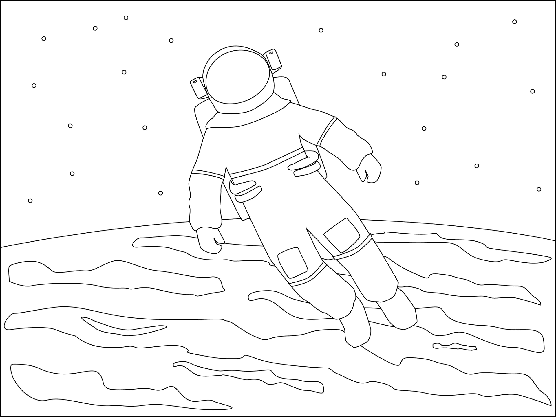 Desenho de Astronautas para colorir e imprimir: número 3