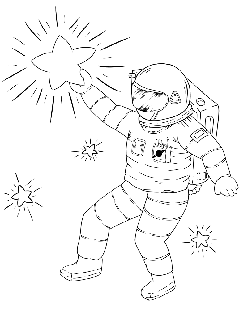 Desenho de Astronautas para colorir e imprimir: número 4