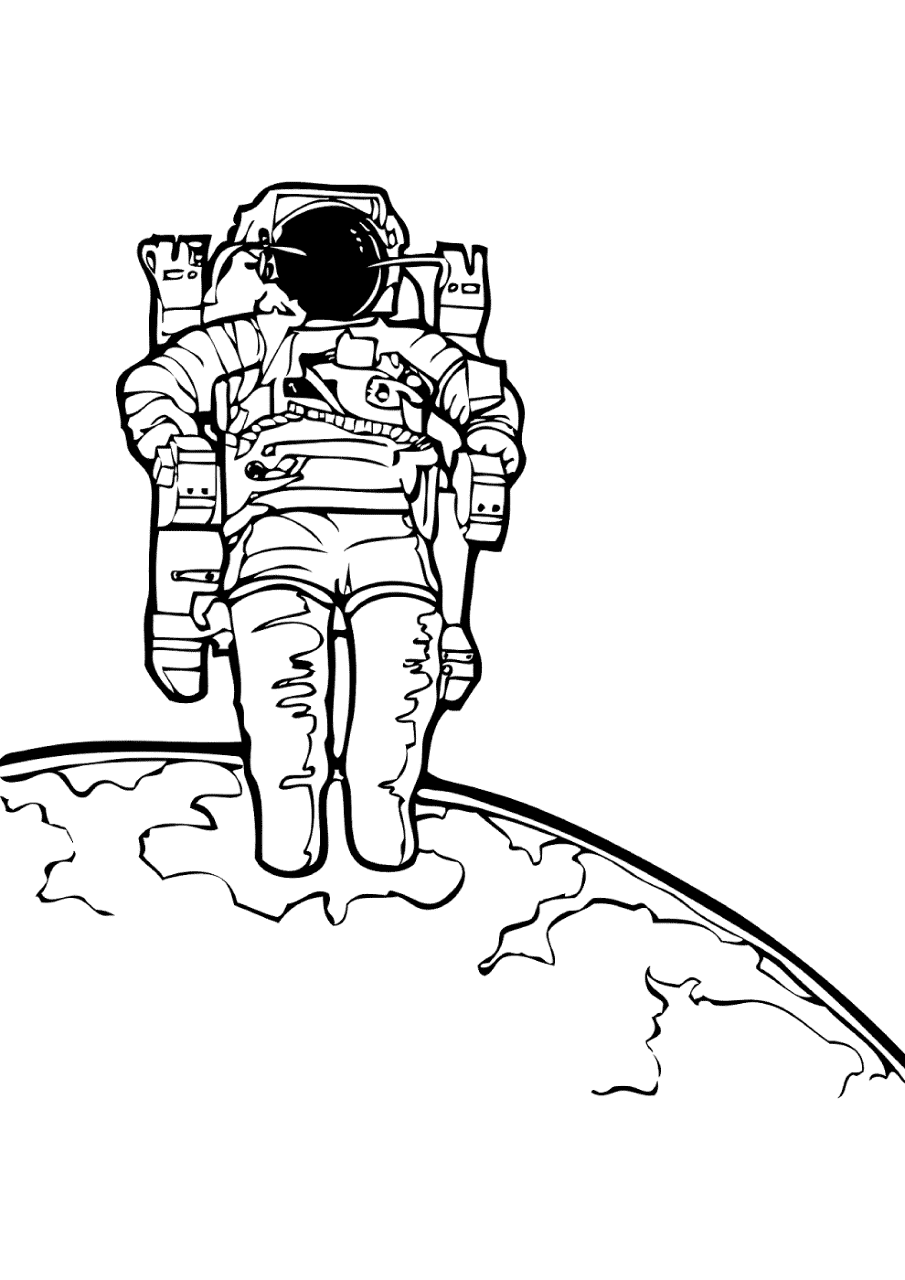 Desenho de Astronautas para colorir e imprimir: número 6