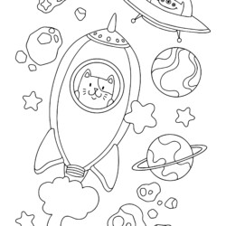 Desenho de Astronautas para colorir e imprimir: número 7