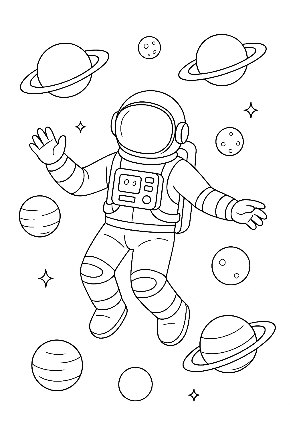 Desenho de Astronautas para colorir e imprimir: número 13