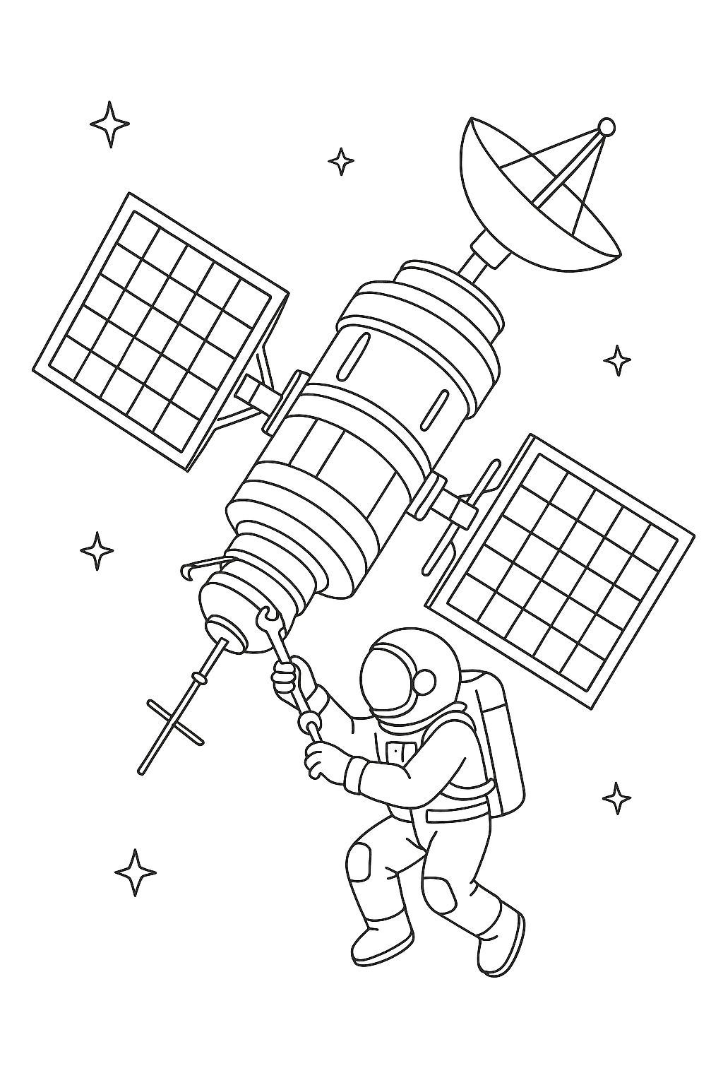 Desenho de Astronautas para colorir e imprimir: número 15