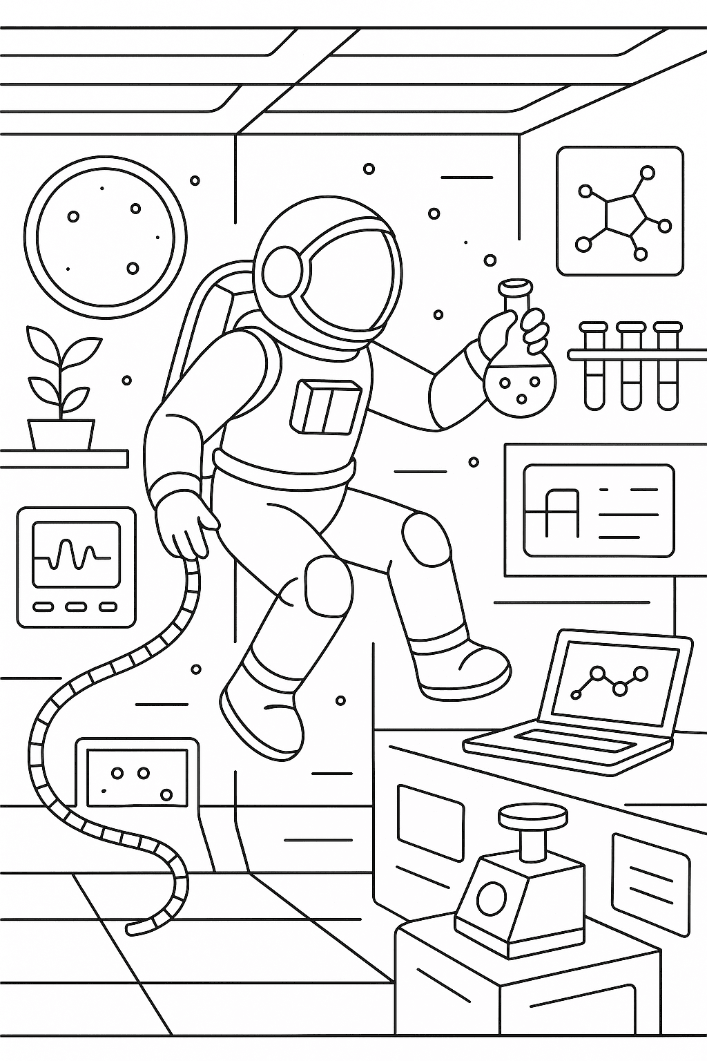 Desenho de Astronautas para colorir e imprimir: número 17