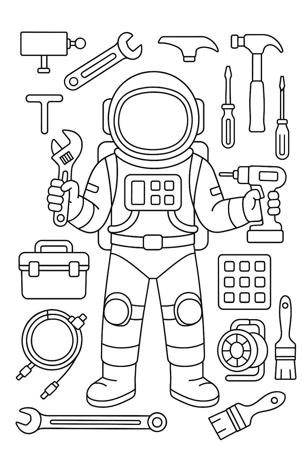 Desenho de Astronautas para colorir e imprimir: número 25