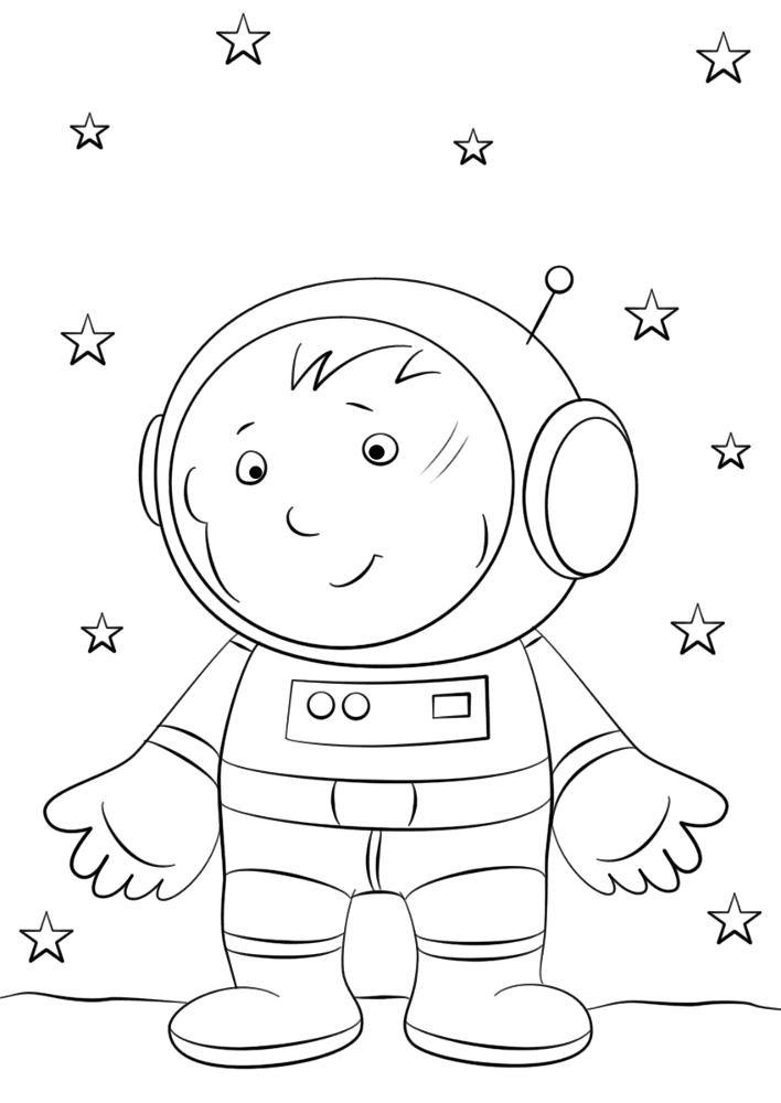 Desenho de Astronautas para colorir e imprimir: número 28