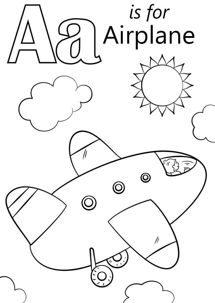Desenho de Avioes para colorir e imprimir: número 1