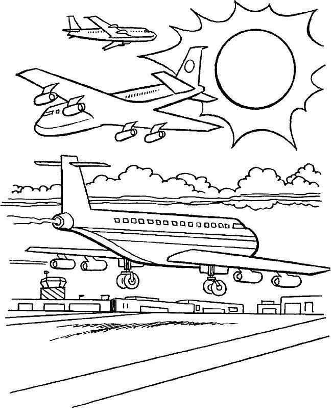Desenho de Avioes para colorir e imprimir: número 4