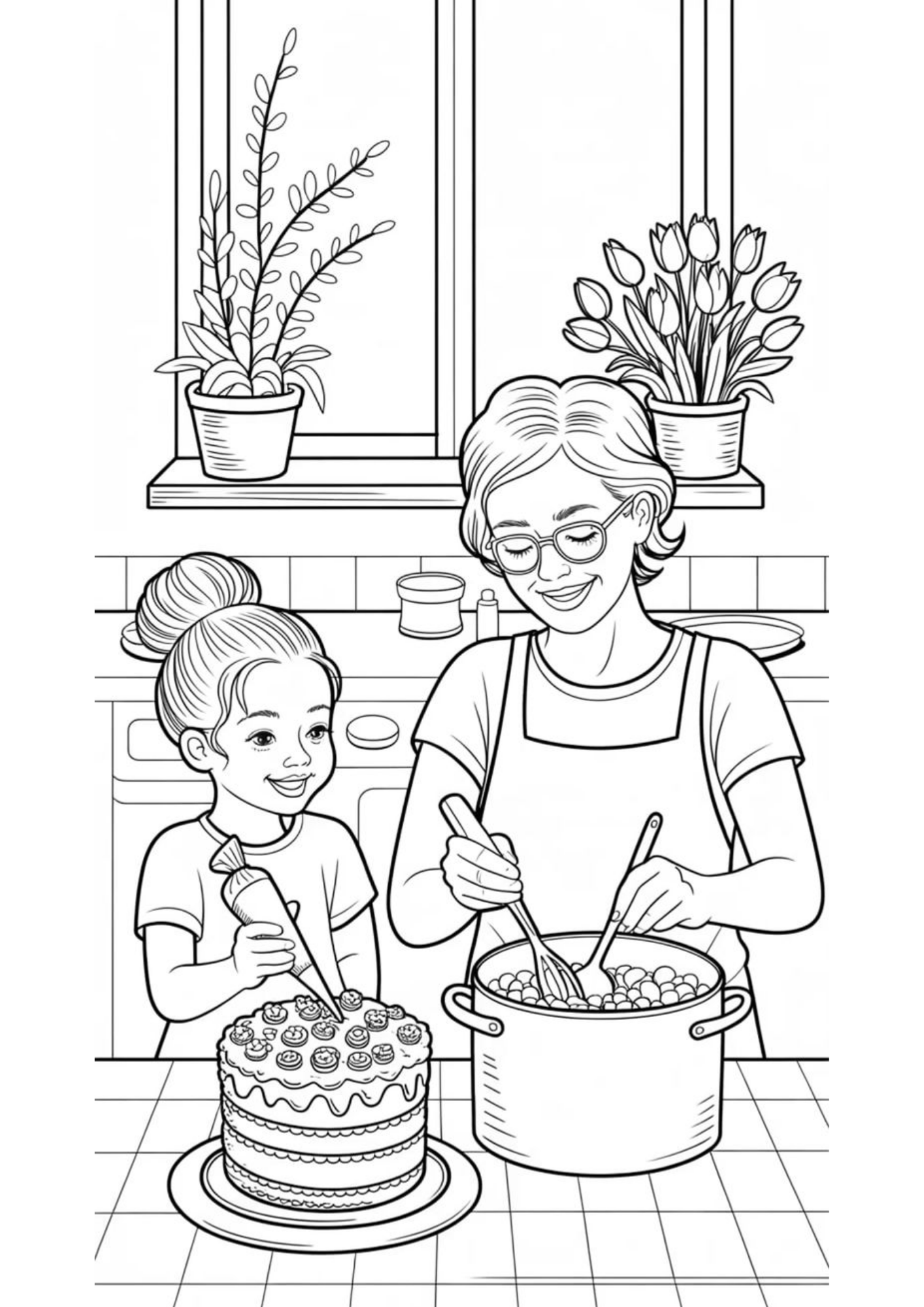 Desenho de Avos para colorir e imprimir: número 5