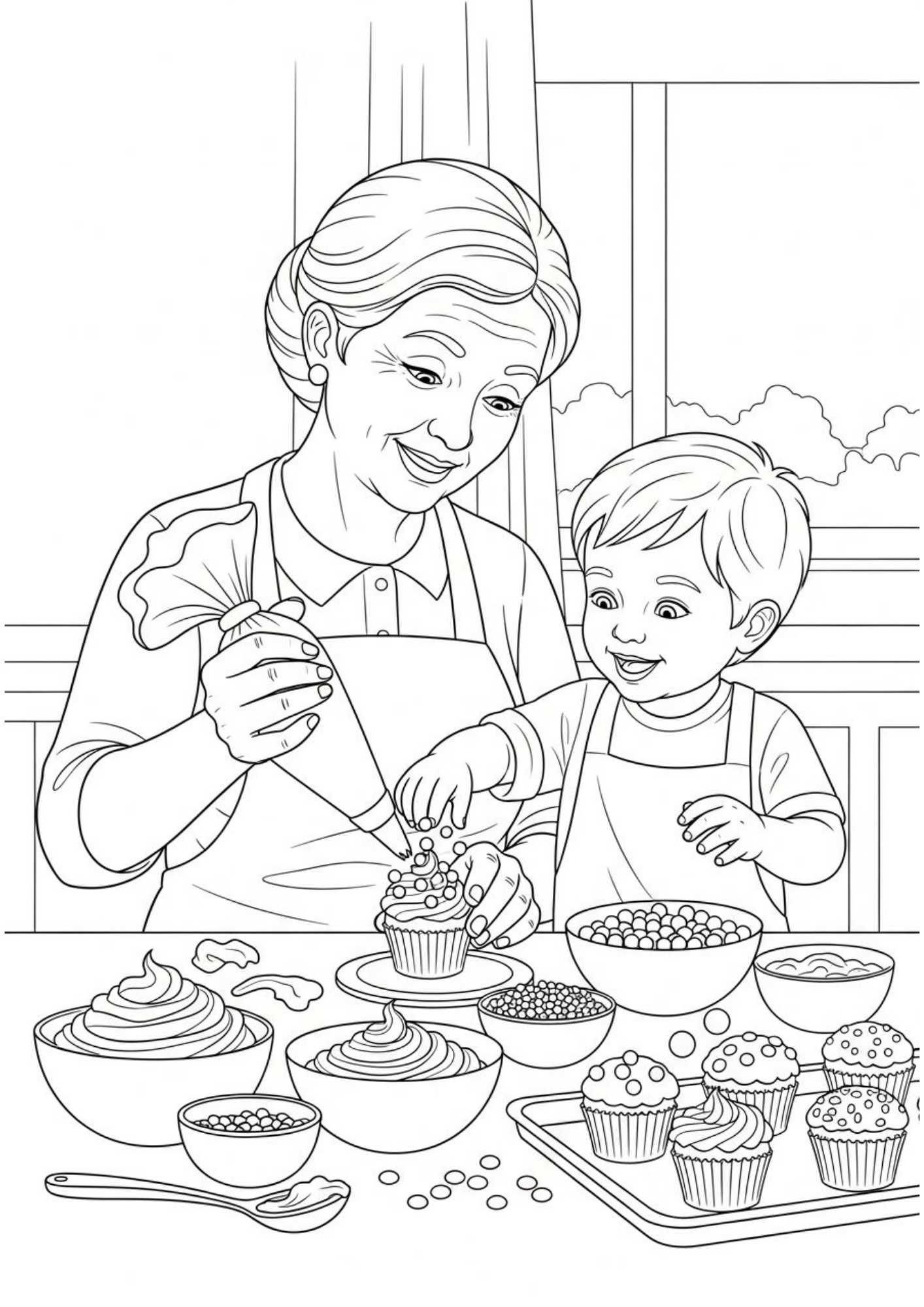 Desenho de Avos para colorir e imprimir: número 6