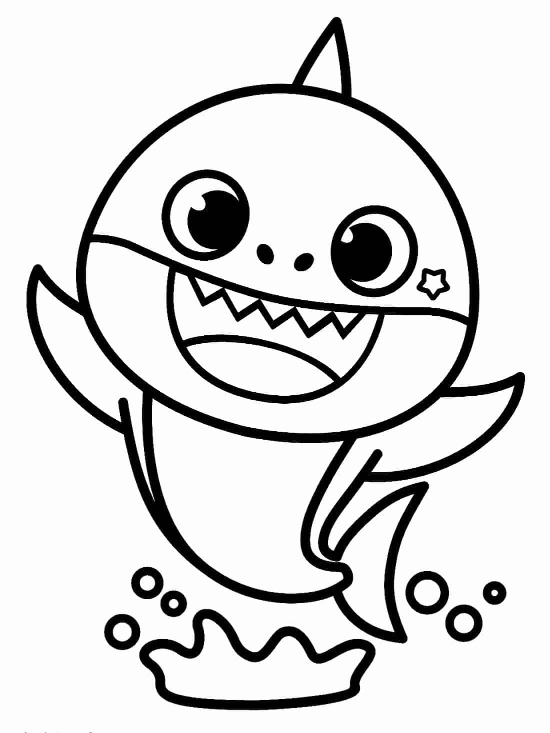 Desenho de Baby Shark para colorir e imprimir: número 2