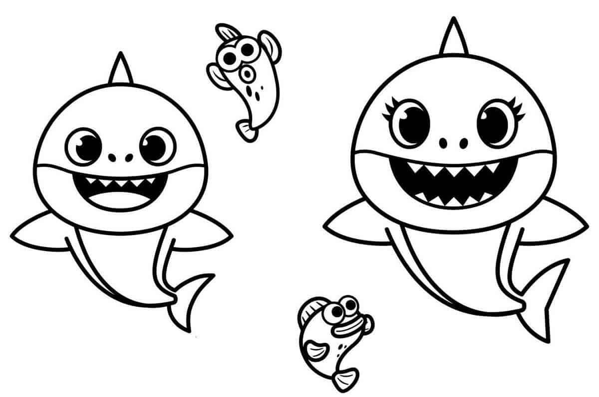 Desenho de Baby Shark para colorir e imprimir: número 6