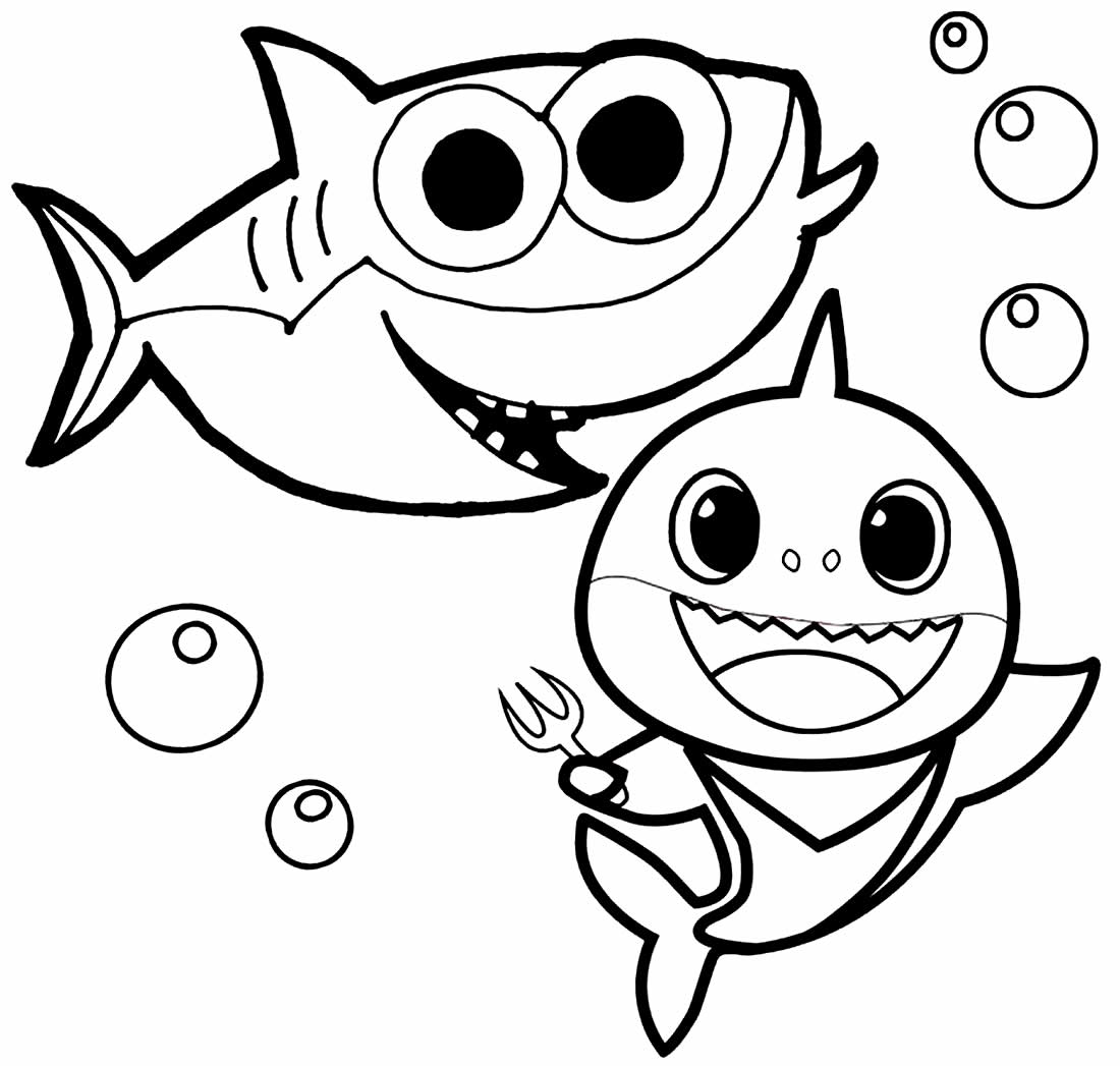 Desenho de Baby Shark para colorir e imprimir: número 8