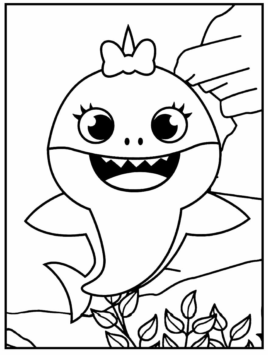 Desenho de Baby Shark para colorir e imprimir: número 10