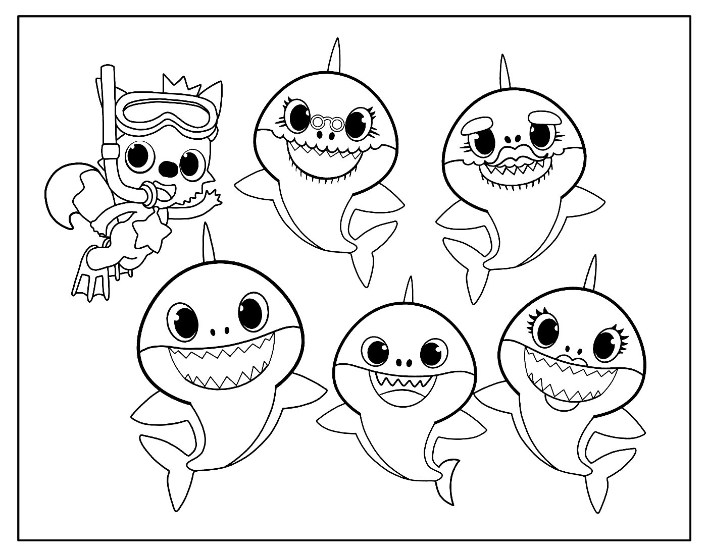 Desenho de Baby Shark para colorir e imprimir: número 11