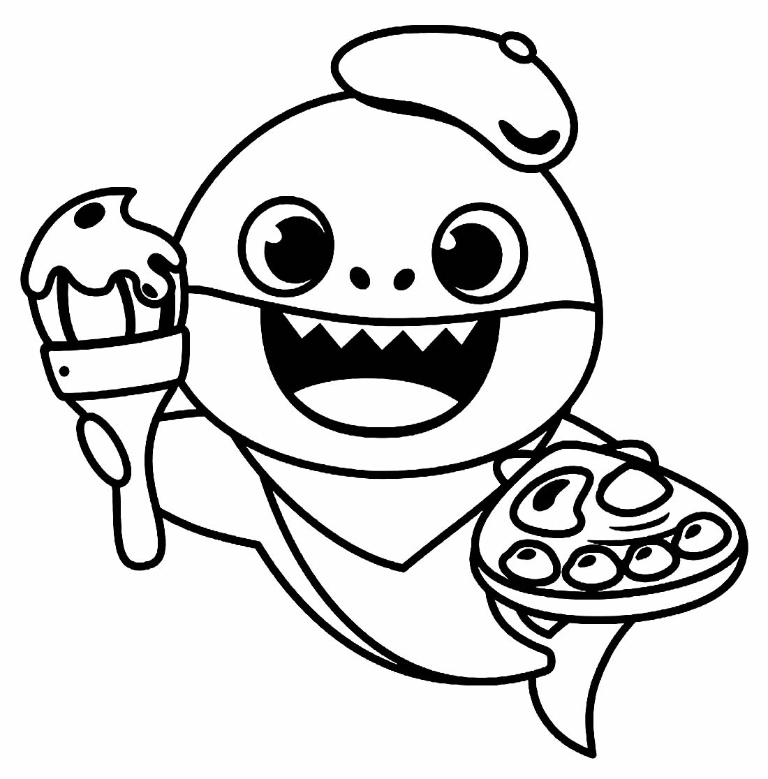 Desenho de Baby Shark para colorir e imprimir: número 12