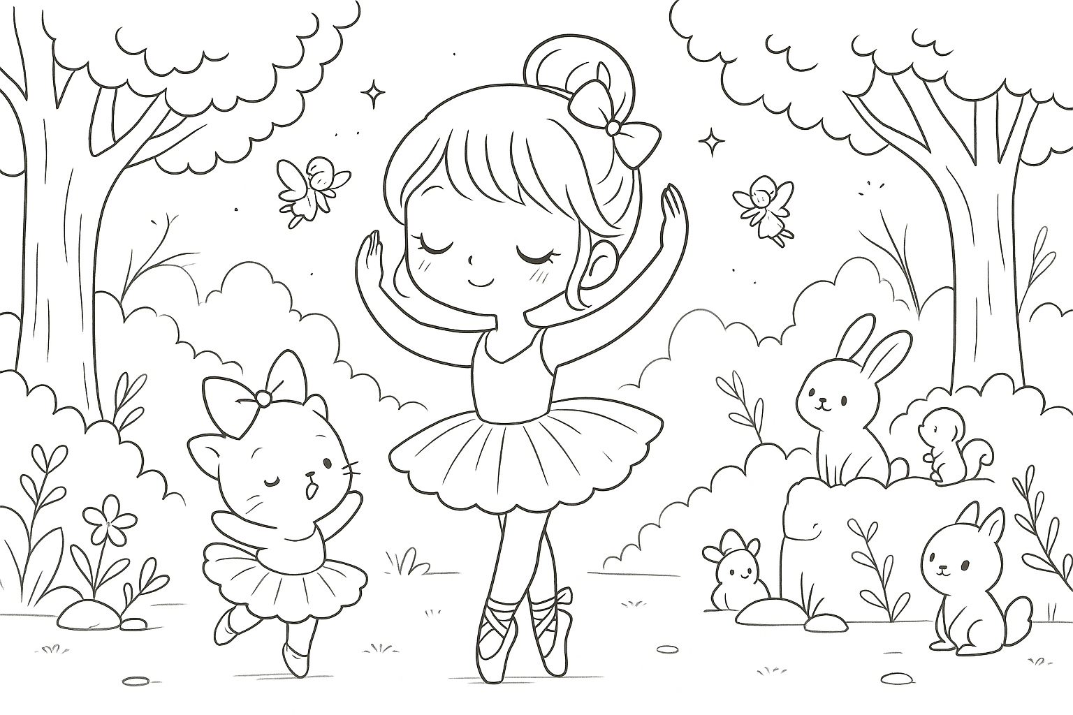Desenho de Bailarina para colorir e imprimir: número 1