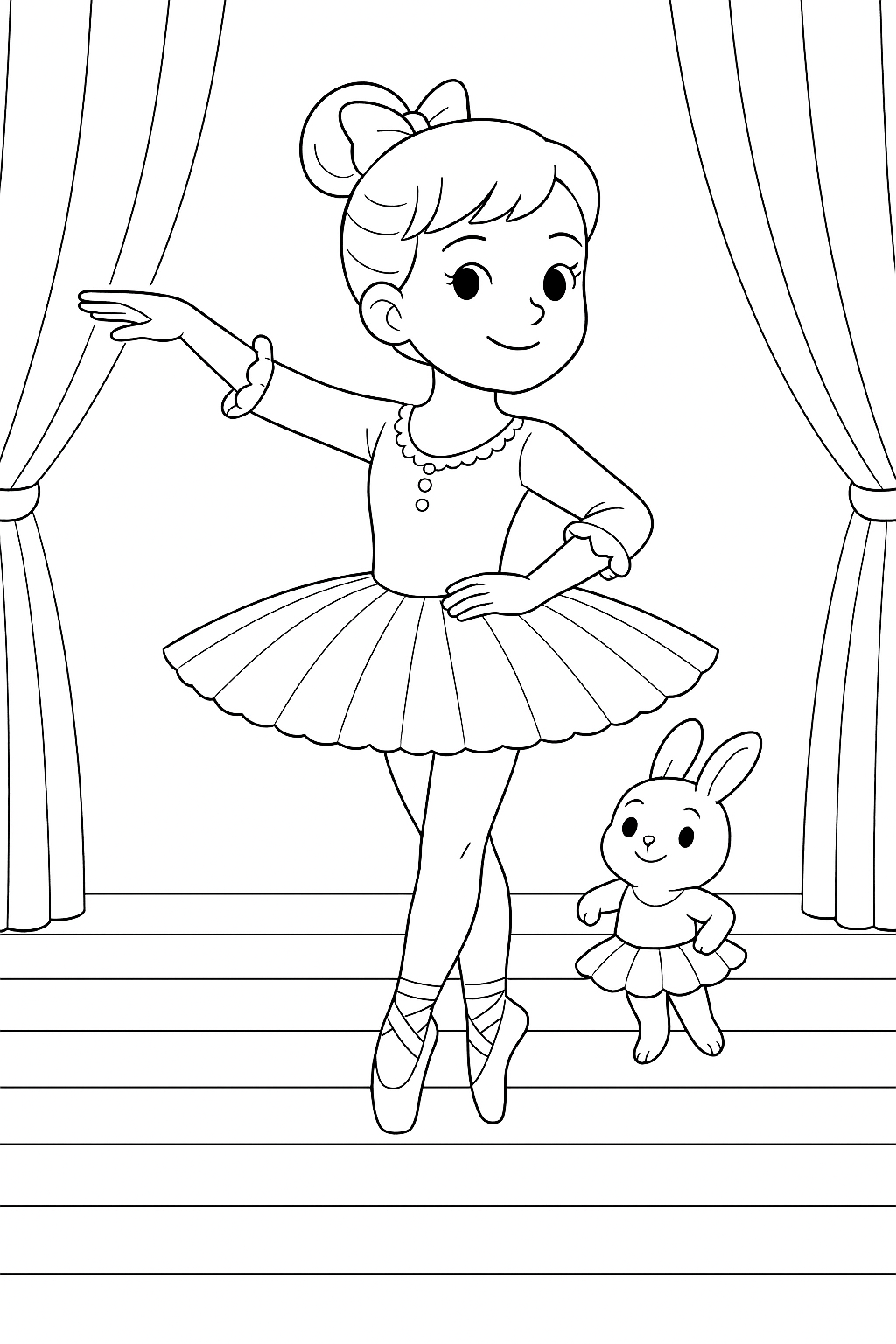 Desenho de Bailarina para colorir e imprimir: número 2