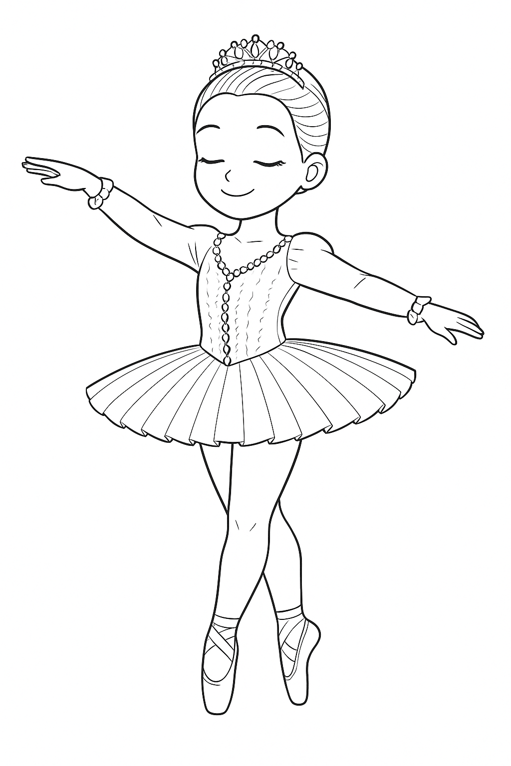 Desenho de Bailarina para colorir e imprimir: número 3
