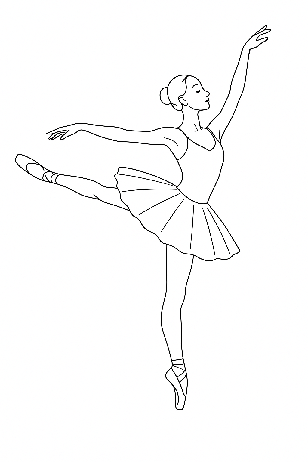 Desenho de Bailarina para colorir e imprimir: número 4