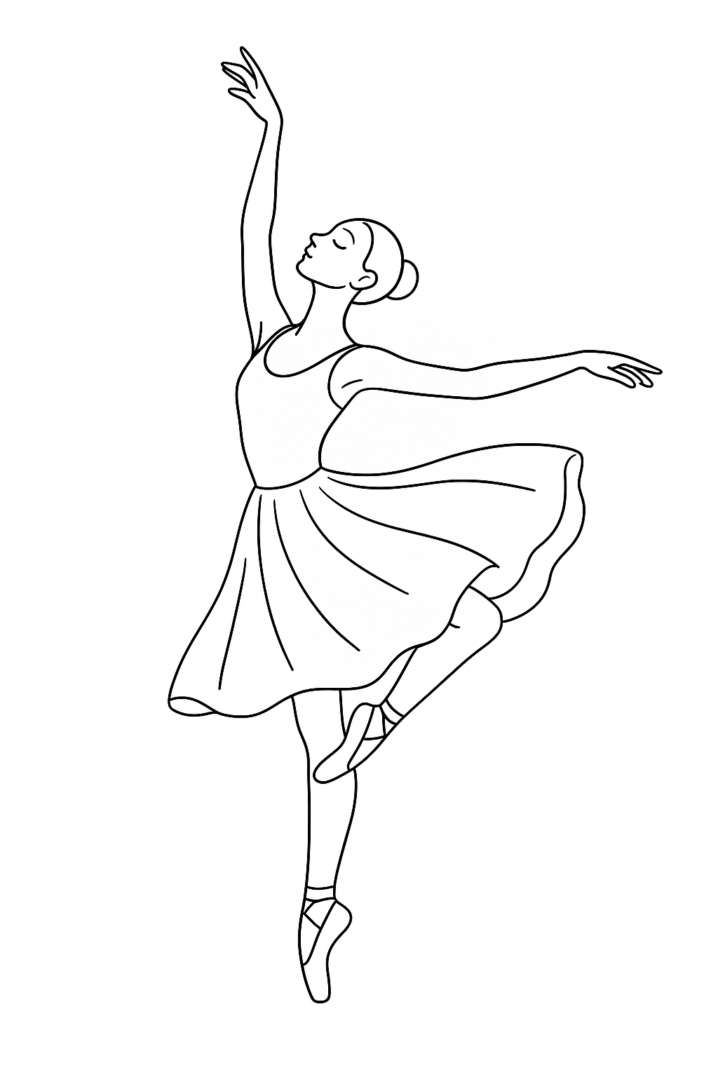 Desenho de Bailarina para colorir e imprimir: número 6