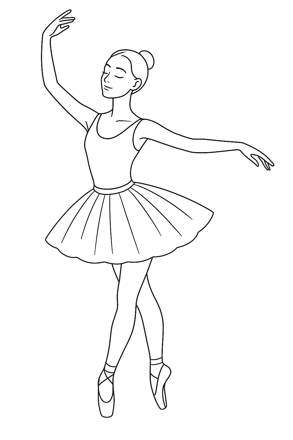 Desenho de Bailarina para colorir e imprimir: número 9