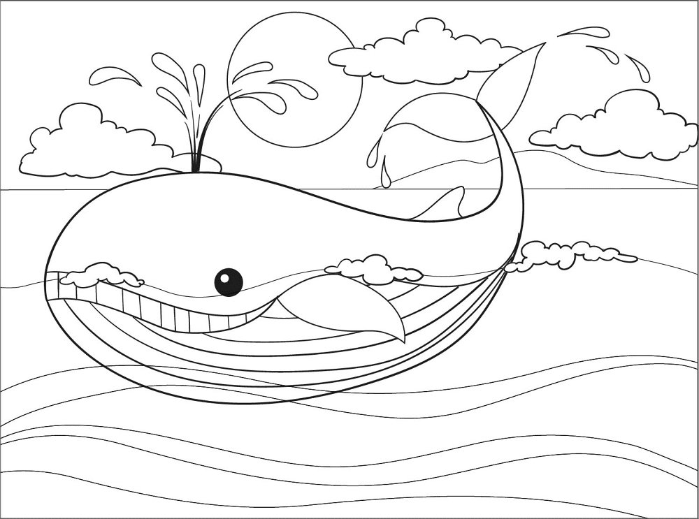Desenho de Baleias para colorir e imprimir: número 3