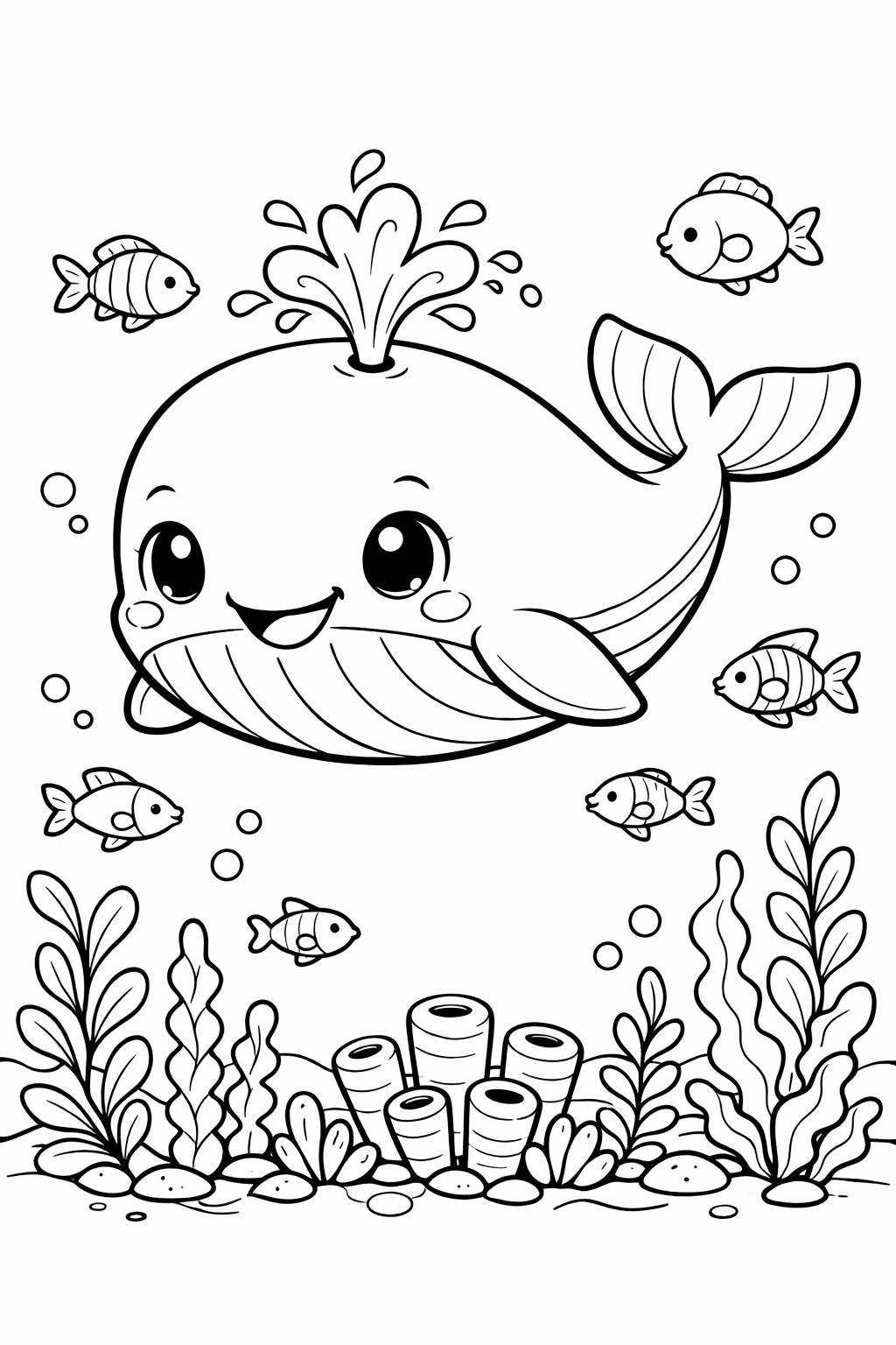 Desenho de Baleias para colorir e imprimir: número 17