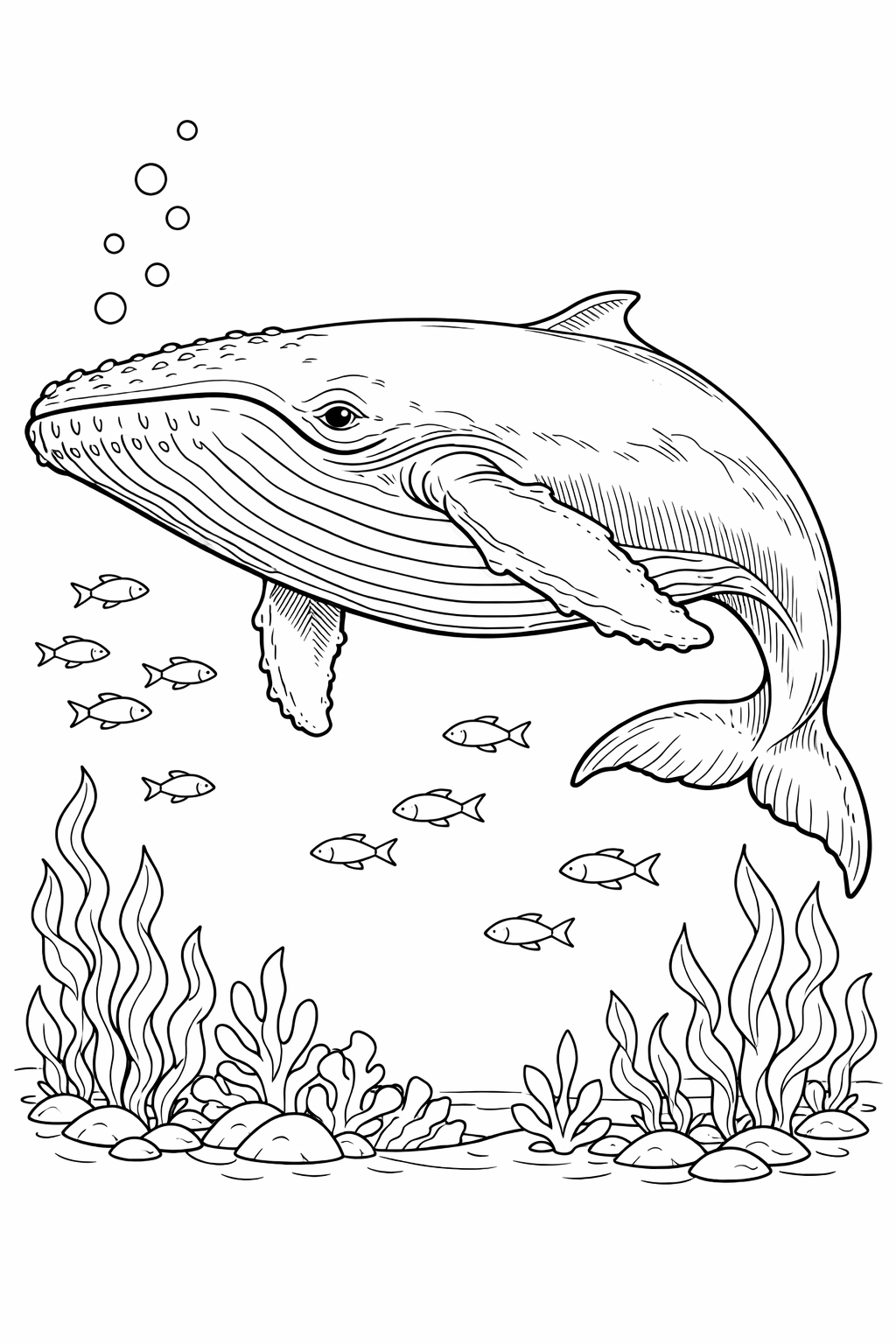 Desenho de Baleias para colorir e imprimir: número 18