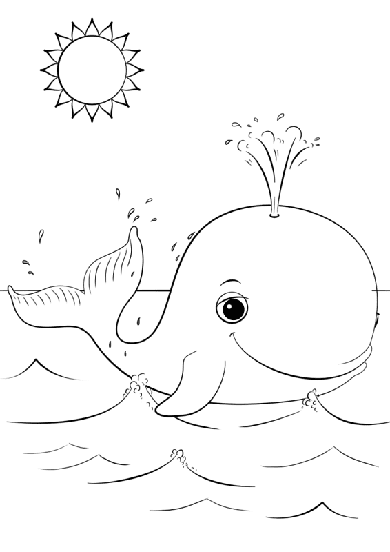 Desenho de Baleias para colorir e imprimir: número 46