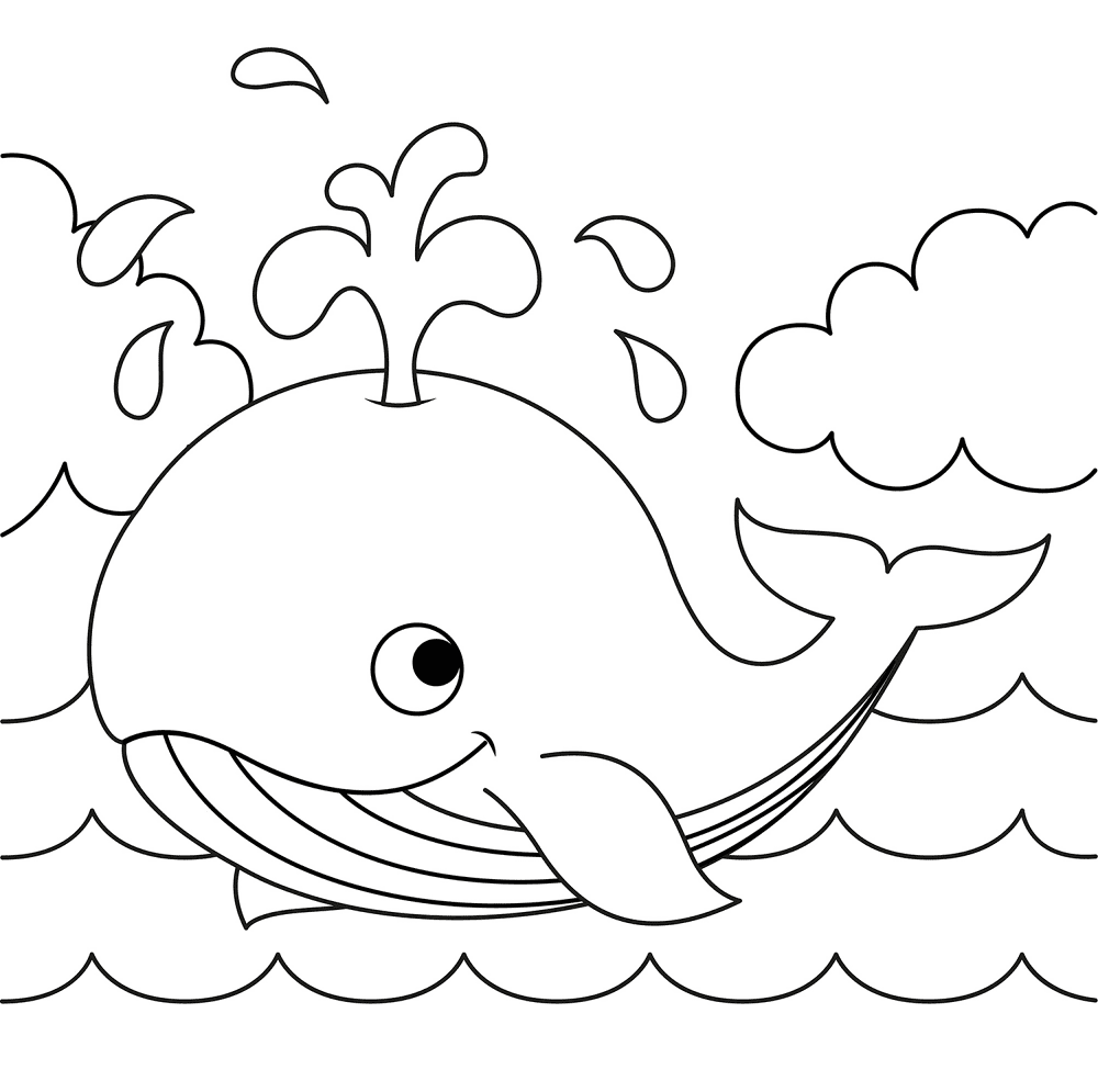 Desenho de Baleias para colorir e imprimir: número 48