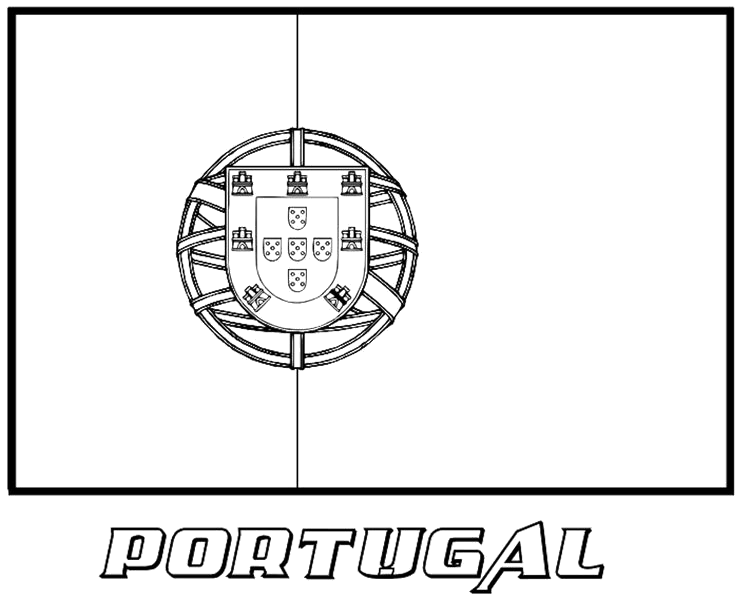 Desenho de Bandeira de Portugal para colorir e imprimir: número 1