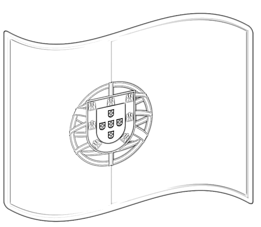 Desenho de Bandeira de Portugal para colorir e imprimir: número 2