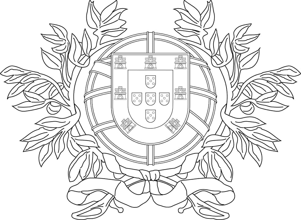 Desenho de Bandeira de Portugal para colorir e imprimir: número 4