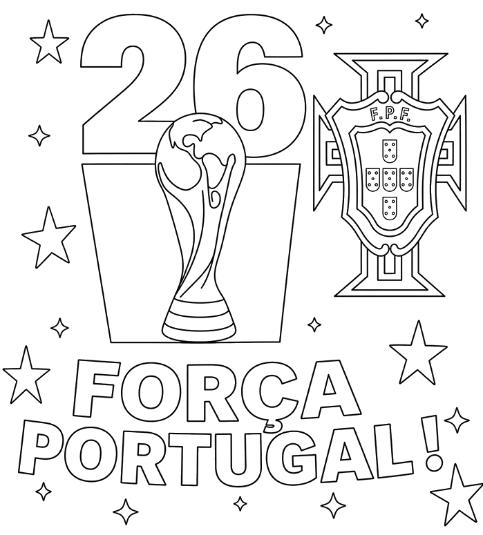 Desenho de Bandeira de Portugal para colorir e imprimir: número 5