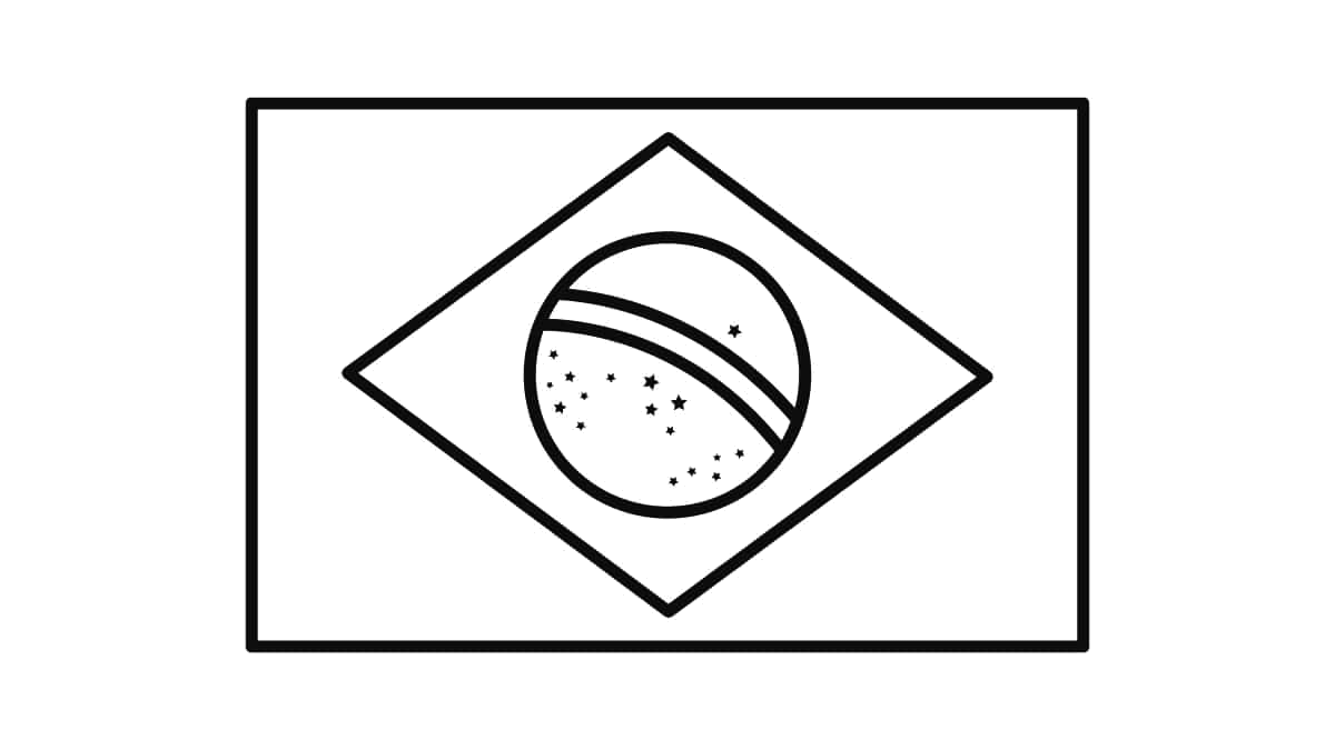 Desenho de Bandeira do Brasil para colorir e imprimir: número 1