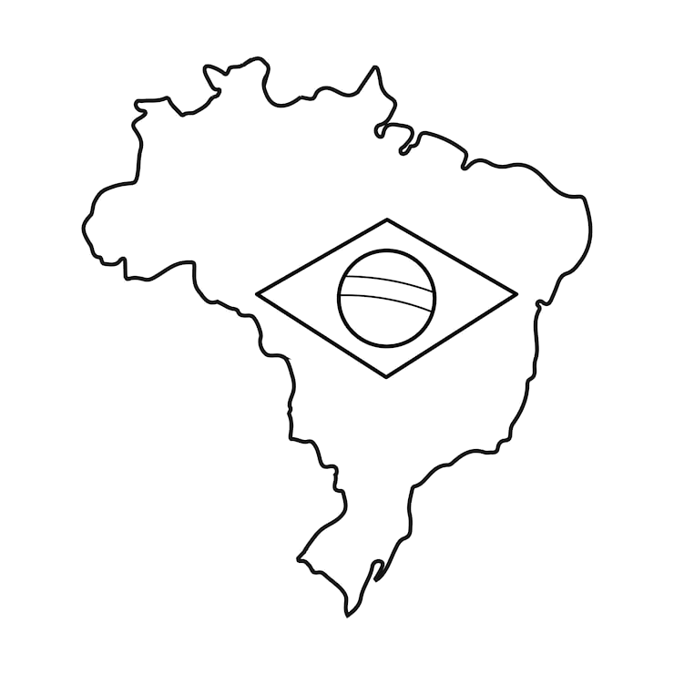 Desenho de Bandeira do Brasil para colorir e imprimir: número 2