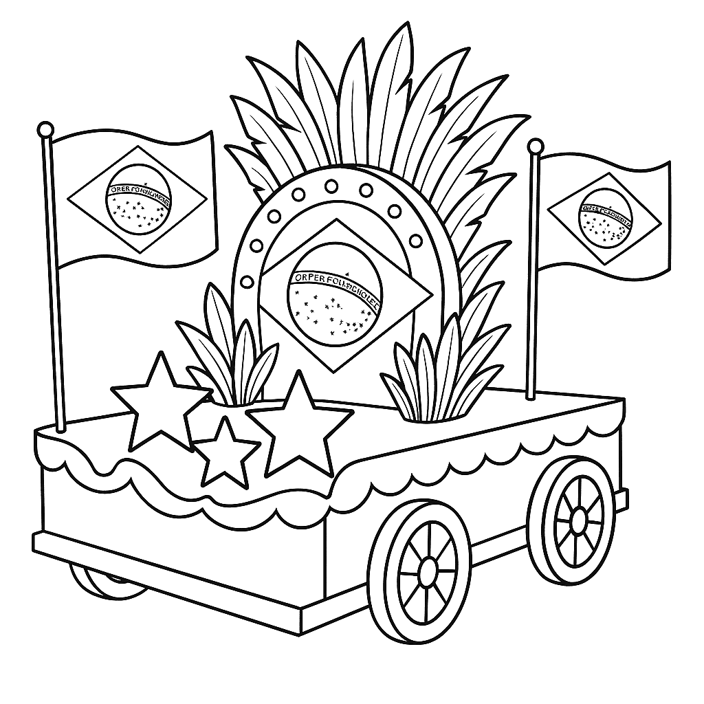 Desenho de Bandeira do Brasil para colorir e imprimir: número 3