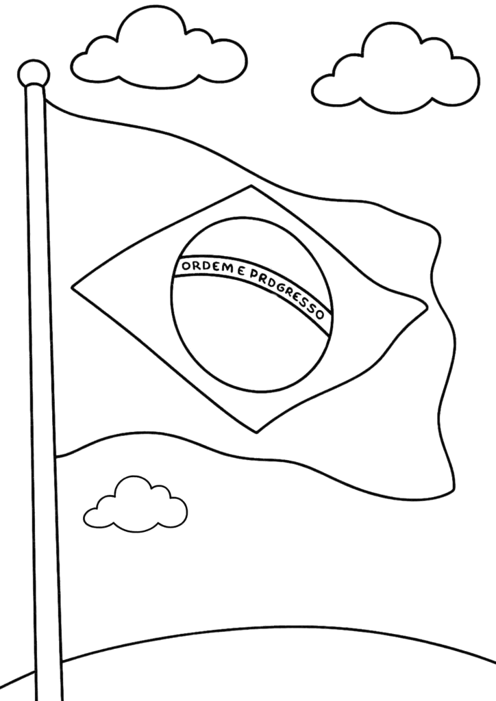 Desenho de Bandeira do Brasil para colorir e imprimir: número 4