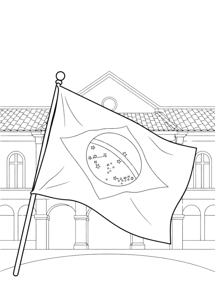 Desenho de Bandeira do Brasil para colorir e imprimir: número 6