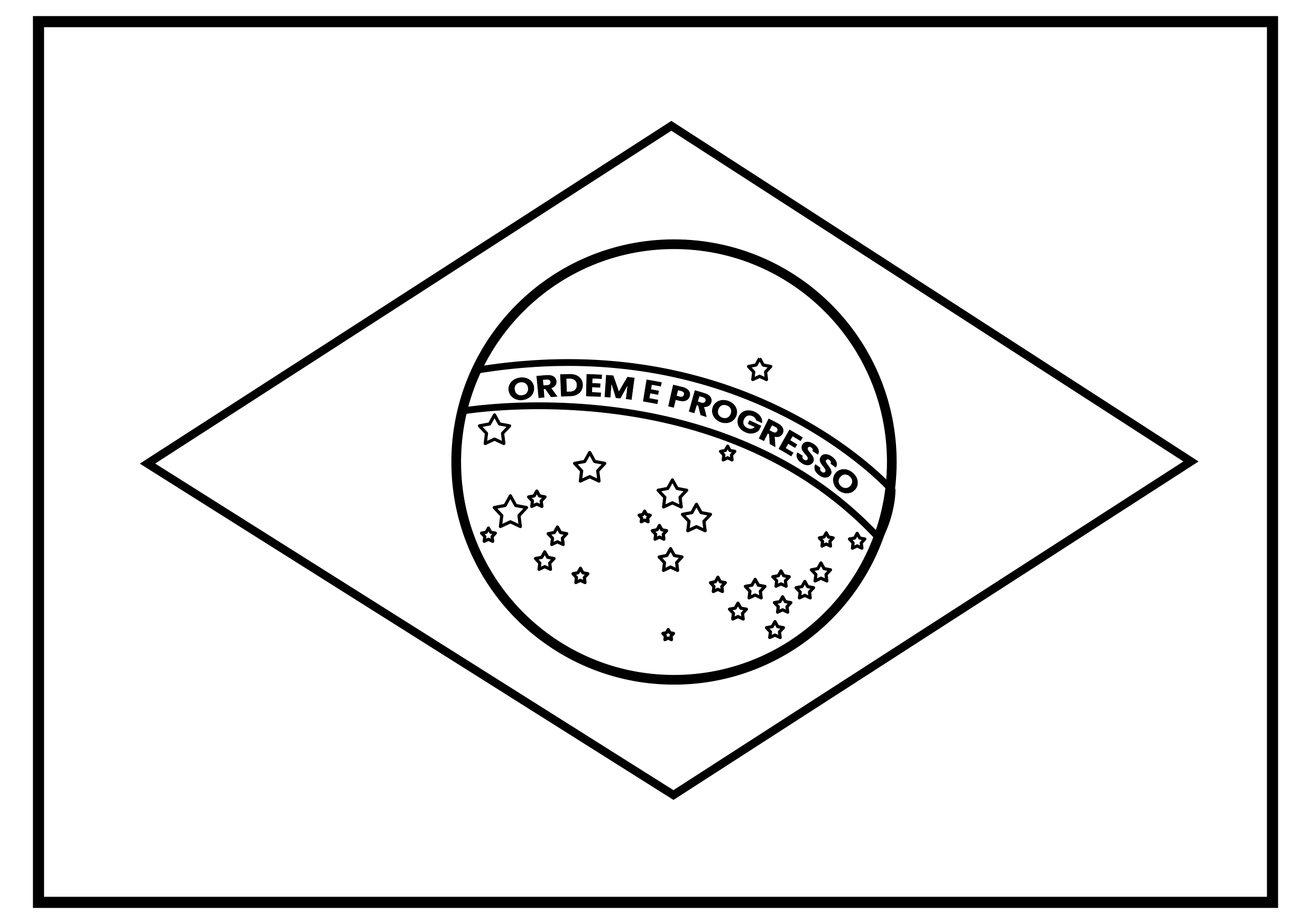 Desenho de Bandeira do Brasil para colorir e imprimir: número 12