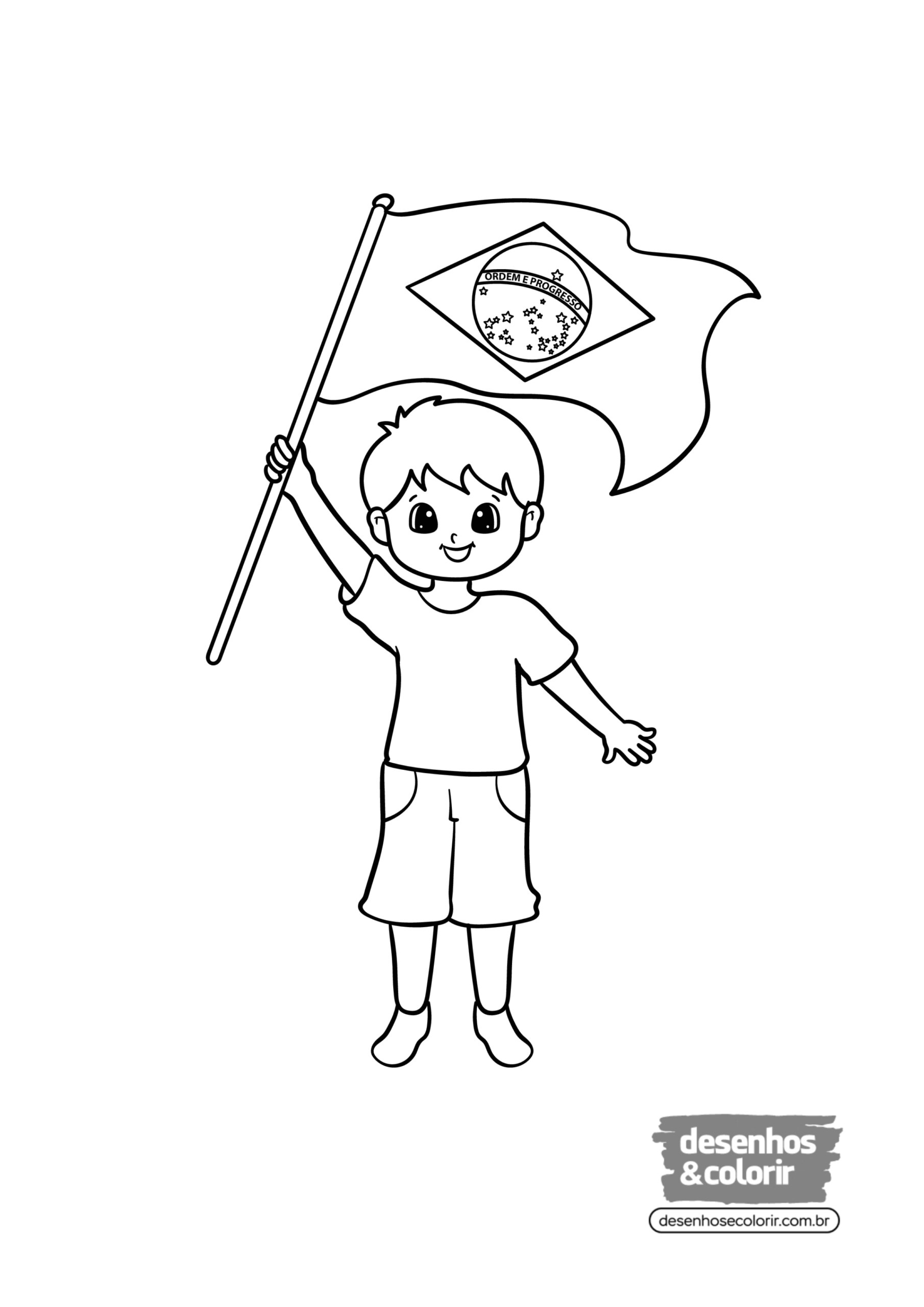 Desenho de Bandeira do Brasil para colorir e imprimir: número 13