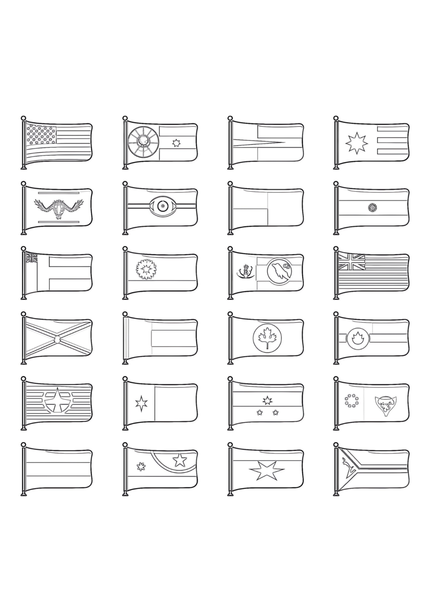 Desenho de Bandeiras para colorir e imprimir: número 1