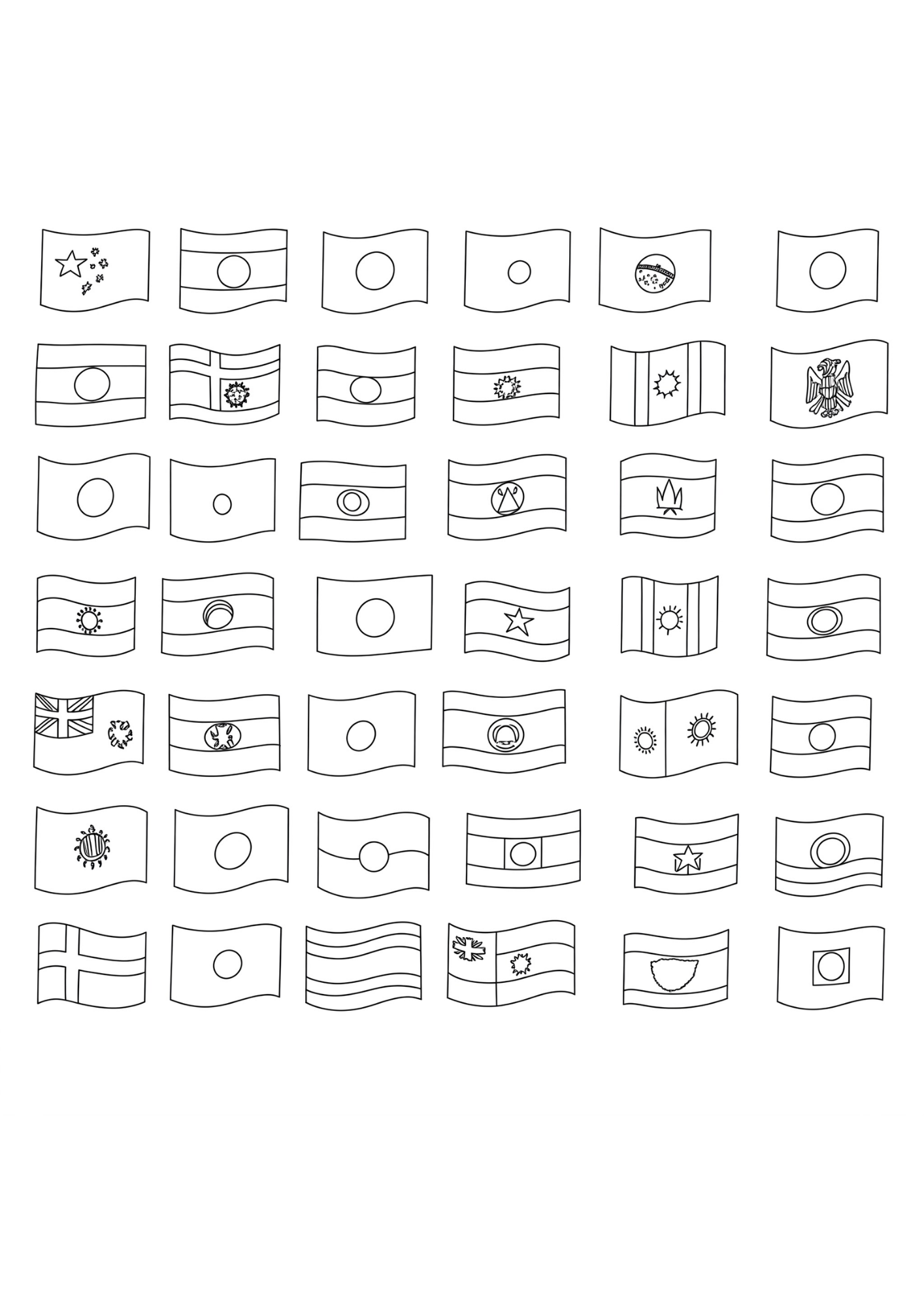 Desenho de Bandeiras para colorir e imprimir: número 2