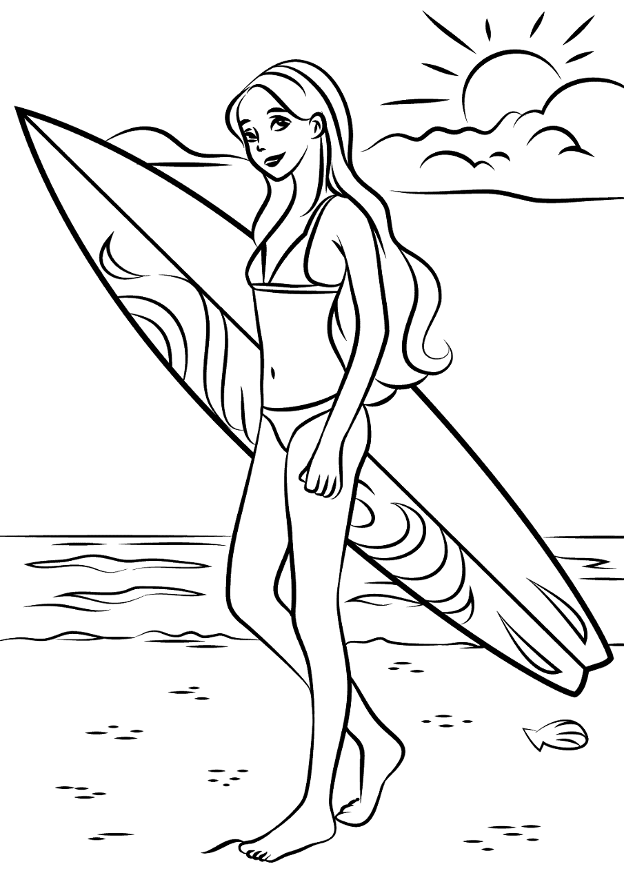 Desenho de Barbie para colorir e imprimir: número 24