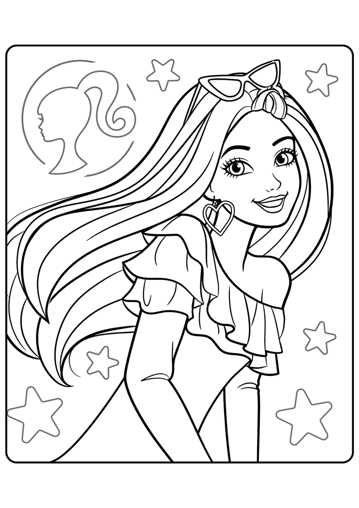Desenho de Barbie para colorir e imprimir: número 25