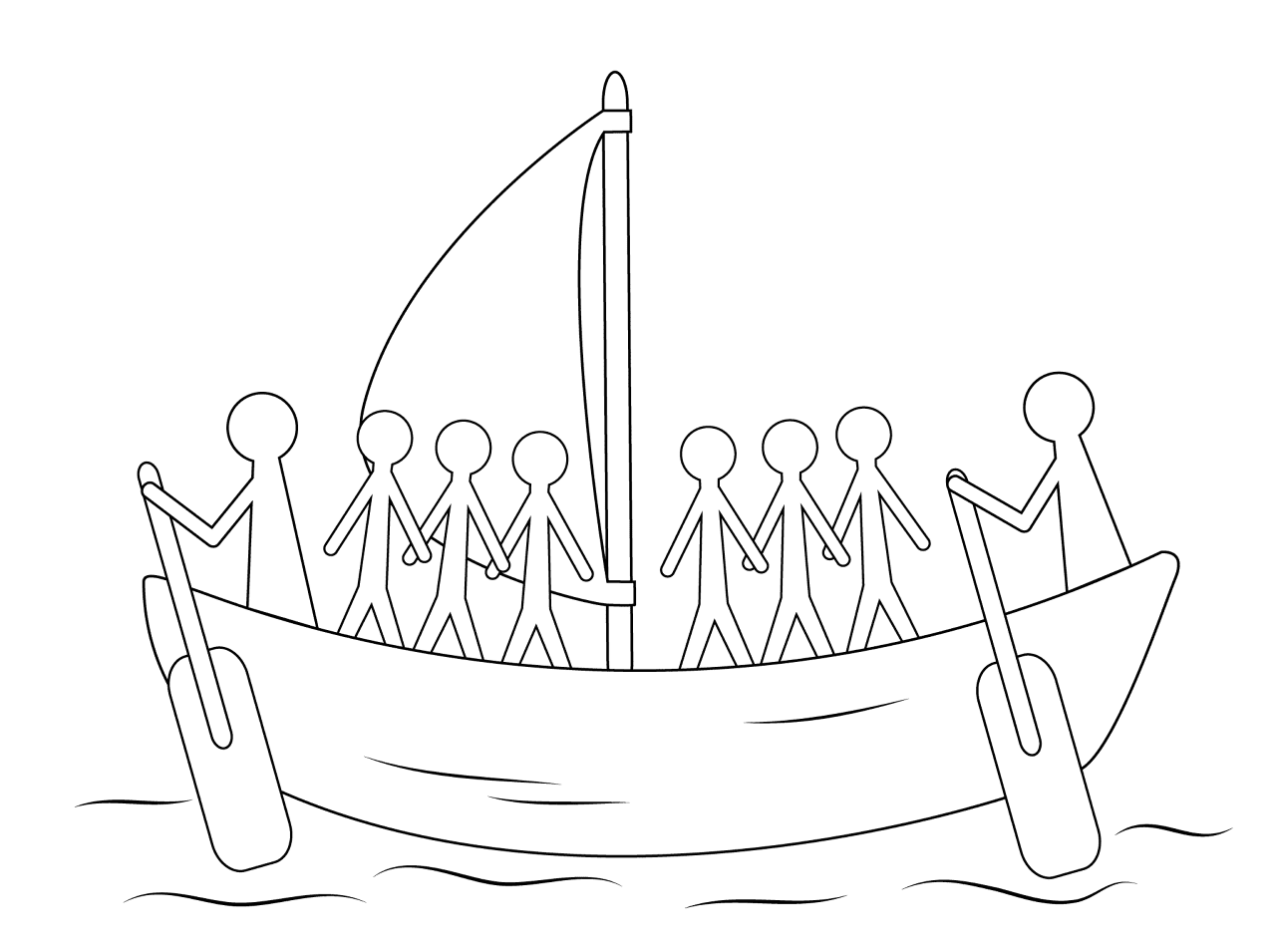 Desenho de Barcos para colorir e imprimir: número 1