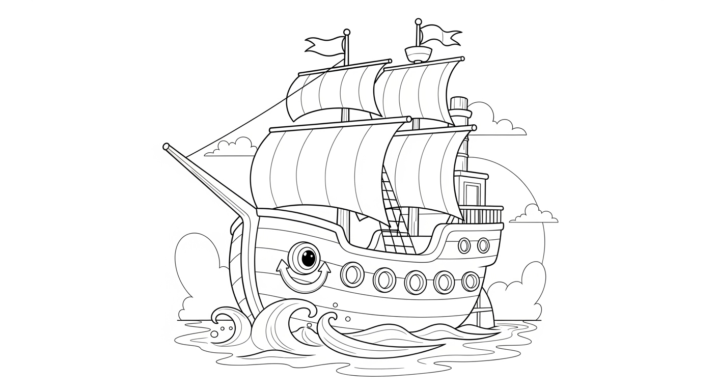 Desenho de Barcos para colorir e imprimir: número 7