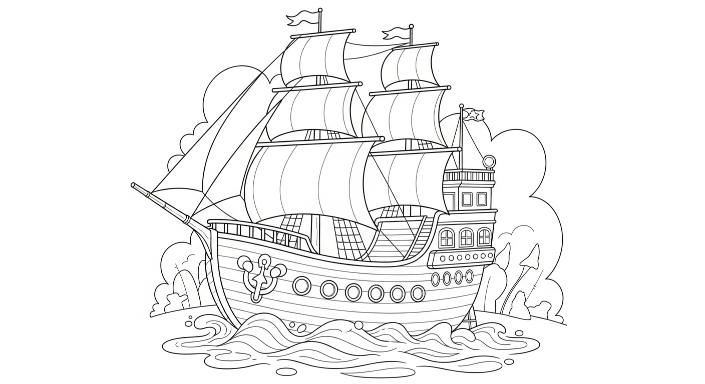 Desenho de Barcos para colorir e imprimir: número 18